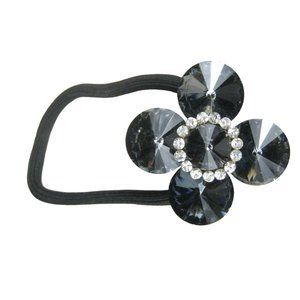 Stretch Band Cluster Flower Rhinestone Bracelet Goldtone Jewelry Faceted Plastic